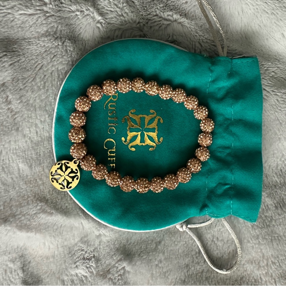 Rustic Cuff Emerson in Rose Gold with Gold Charm Bracelet-XL